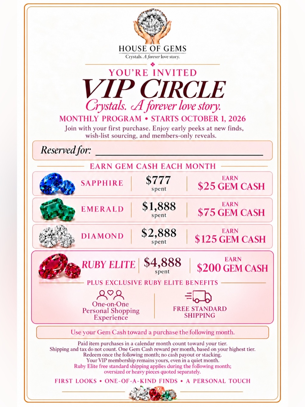 House of Gems VIP Circle Flyer